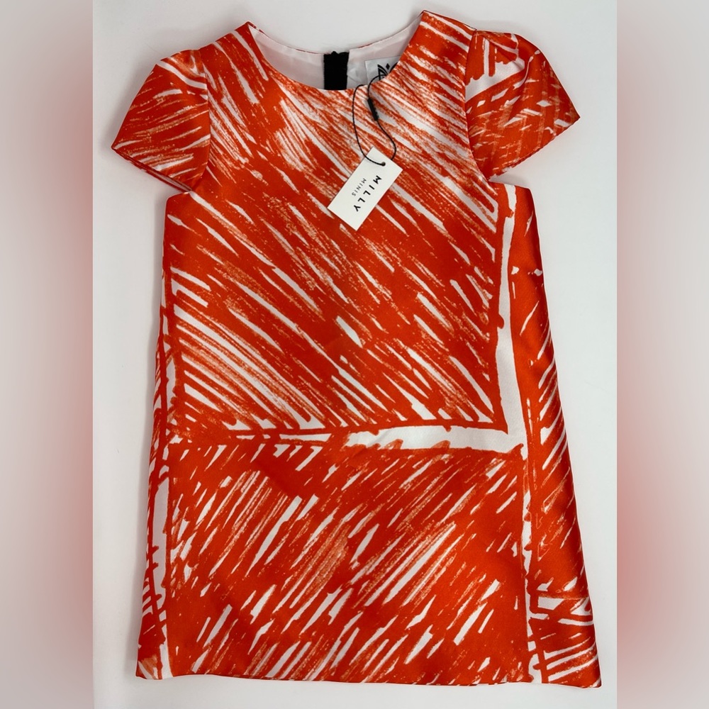 MILLY MINIS: Orange/White Scribble Print, Chloe Dress; Size 6